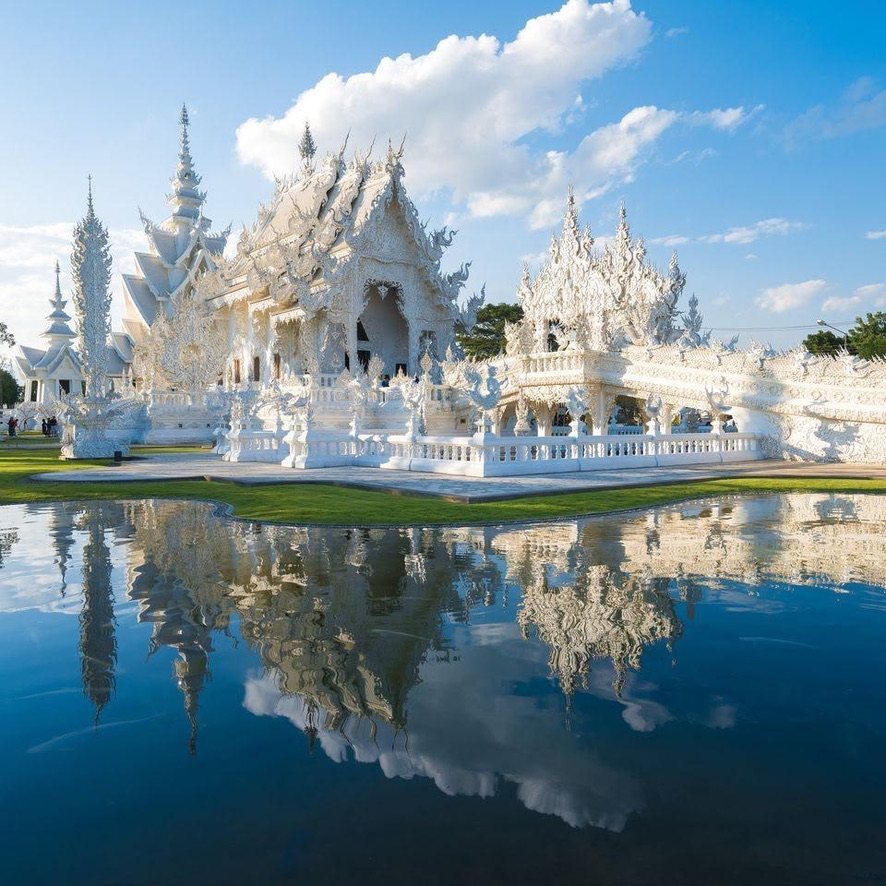 White Temple reflected in still water